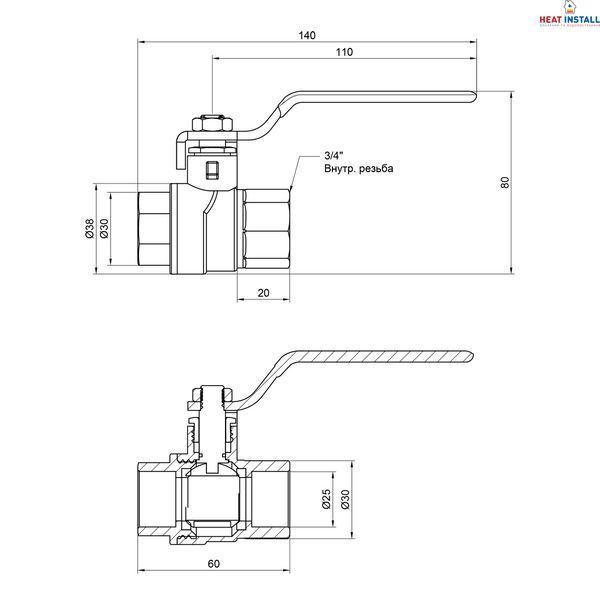 Кран кульовий Thermo Alliance Forte 3/4" ВР для води (ручка) SF600W20 SD00010571 фото