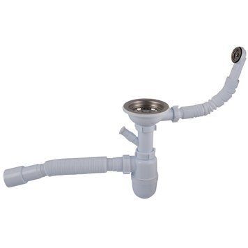Сифон OPTIMUM 31/2&Prime;*40 для мийки з відведенням для прал маш, з круглим гнучким переливом та гнучкою трубою 40х40/50 OPTI 27243 000029684 фото
