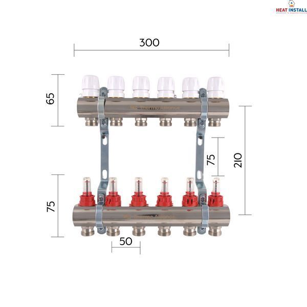 Колектор з витратомірами Thermo Alliance Standart 1" 6 виходів SD235W6 SD00021384 фото