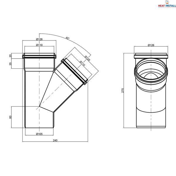 Трійник PPR каналізаційний TA Sewage 110, 45&deg; SD00034434 фото