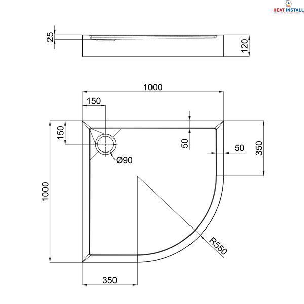 Душовий піддон Qtap Robin 301112 100x100x12 см + сифон SD00046986 фото
