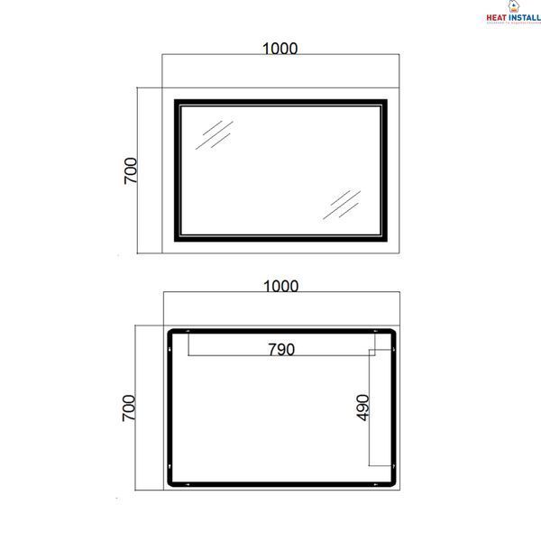Дзеркало Qtap Cardinal 1000х700 з LED-підсвічуванням Touch, з антизапотіванням, з димером, рег. темп. кольору (3000-6500K) QT0478C10070 SD00052326 фото