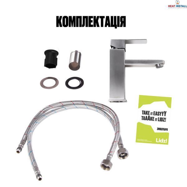 Змішувач для раковини Lidz Kubis 001F (k35) LDKUB001FNKS28534 Nickel SD00034631 фото