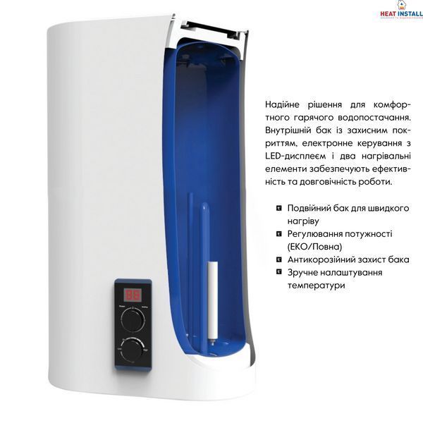 Водонагрівач електричний Thermo Alliance 30 л плоский вертикальний, сухий ТЕН 2 кВт (0,8+1,2) DT30V20G(PD)-D/2 SD00046725 фото