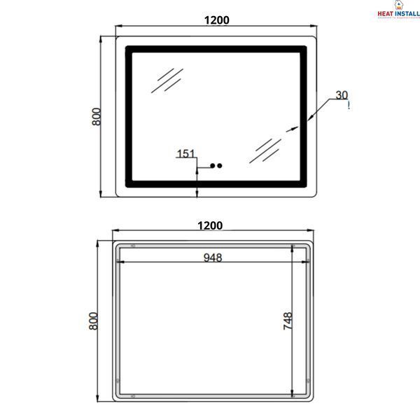 Дзеркало Lidz Kubis (KU2) 1200х800 з LED-підсвічуванням Touch, з антизапотіванням, з димером, рег. яскравості LDKUB120080049007 SD00055131 фото