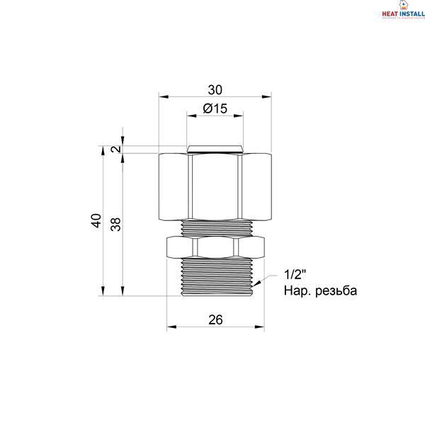 Перехідник обтискний Thermo Alliance Standart 20х1/2" ЗР SD154W2015 SD00002628 фото