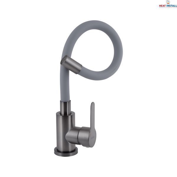 Змішувач для кухні Brinex Pure 015F3 з гнучким виливом Graphite/Grey BRIPUR015F3GRG SD00053182 фото