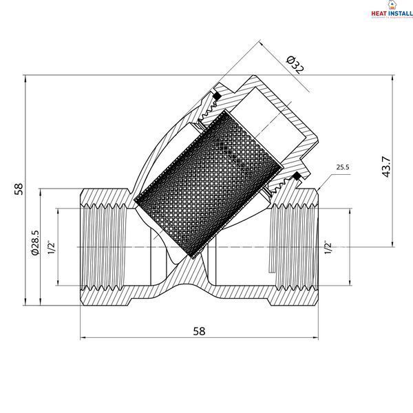 Фільтр грубої очистки Thermo Alliance Forte 1/2"ВВ нікель для води косий TAF124W15 SD00053363 фото