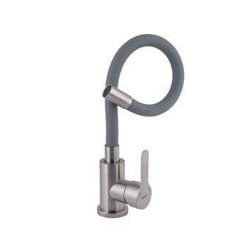 Змішувач для кухні Brinex Pure 015F3 з гнучким виливом Nickel/Grey BRIPUR015F3NKG SD00053184 фото