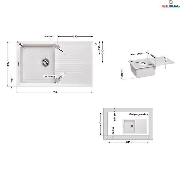Кухонна мийка Lidz 860х500/240 STO-10 (LIDZSTO10860500240) SD00044534 фото