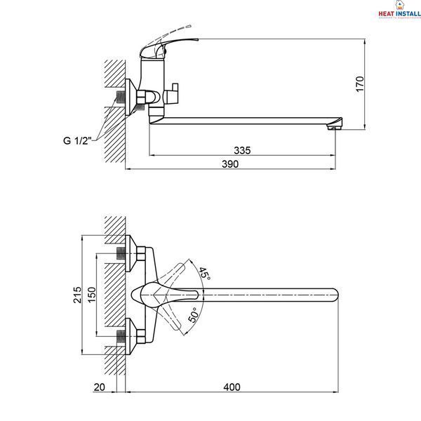Змішувач 36W 005 для ванни довгий (k35) Brinex SD00050776 фото