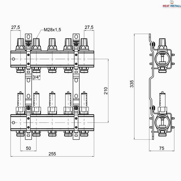 Колектор Icma 1" 5 виходів, з витратомірами №K013 SD00005236 фото