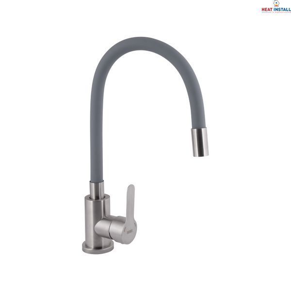 Змішувач для кухні Brinex Pure 015F3 з гнучким виливом Nickel/Grey BRIPUR015F3NKG SD00053184 фото