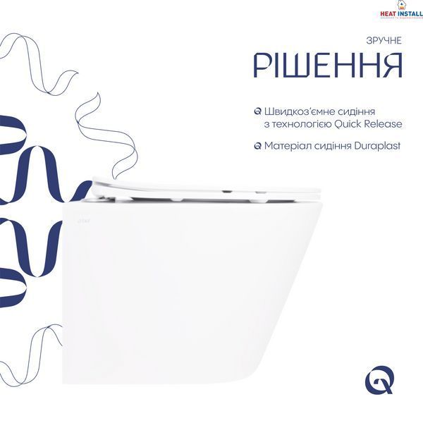 Унітаз підвісний Qtap Swan безобідковий з сідінням Soft-close QT16335180W SD00053469 фото
