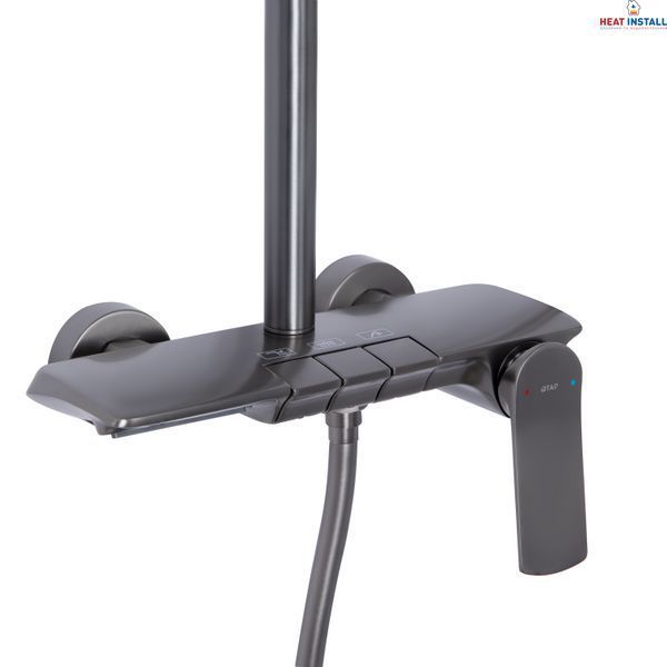 Душова система універсальна Qtap Slavonice на три споживача (з виливом) QTSLA111GMB45905 Gunmetal Black PVD SD00052029 фото