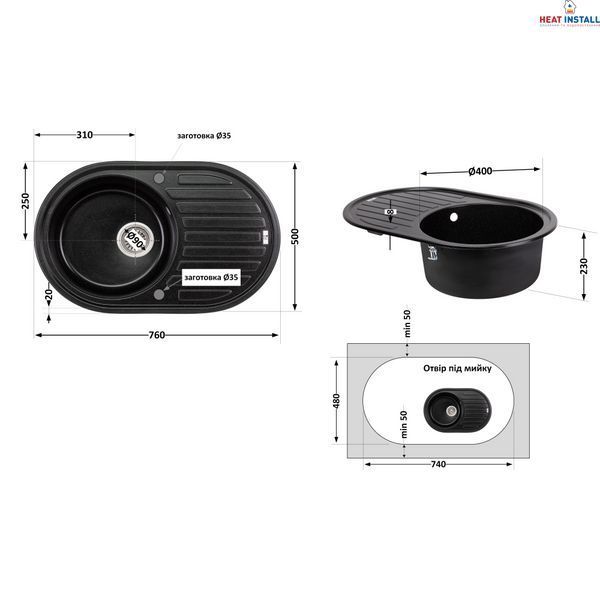 Кухонна мийка Lidz 780x500/200 BLM-14 (LIDZBLM14780500200) SD00043312 фото