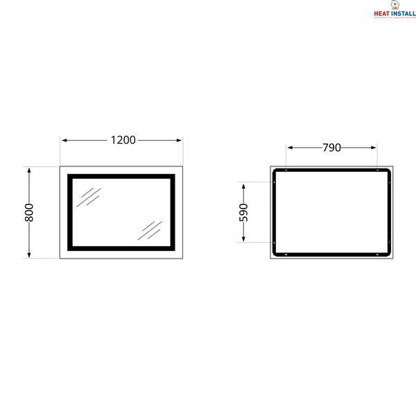 Дзеркало Lidz Kubis (KU1) 1200х800 з LED-підсвічуванням Touch, з антизапотіванням, з димером, рег. яскравості LDKUB120080049008 SD00055132 фото