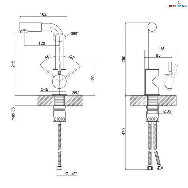 Змішувач для умивальника WEZER EKO1B-01, сатин 1034639 фото