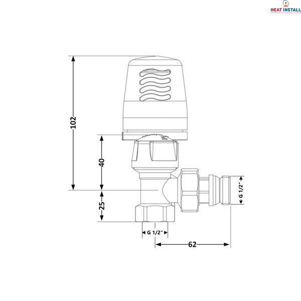 Кран радіаторний термостатичний Icma 1/2"ВН кутовий №764+940 82764AD06940 SD00054164 фото