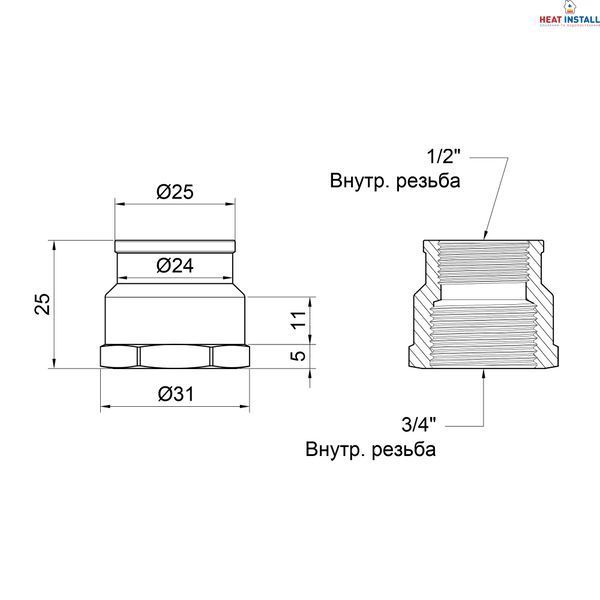 Муфта Icma 1/2"х3/4" ВР №1214 SD00030487 фото