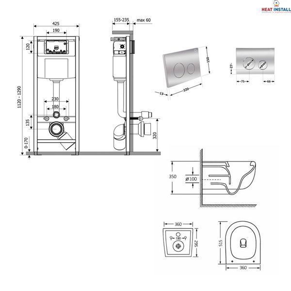 Готове рішення Qtap для ванної кімнати: підвісний унітаз Taurus Ultra Quiet 515&times;360&times;350 + комплект інсталяції Nest 4 в 1 (кругла клавіша Chrome) SD00055996 фото