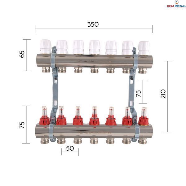 Колектор з витратомірами Thermo Alliance Standart 1" 7 виходів SD235W7 SD00021385 фото