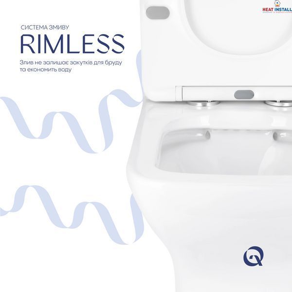 Унітаз підлоговий Qtap Aries Rimless безобідковий з сидінням Soft-close WHITE QT03228302W SD00052628 фото
