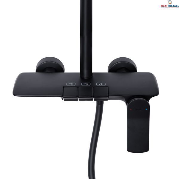 Душова система універсальна Qtap Slavonice на три споживача (з виливом) QTSLA111BLM45906 Black Matt SD00052030 фото