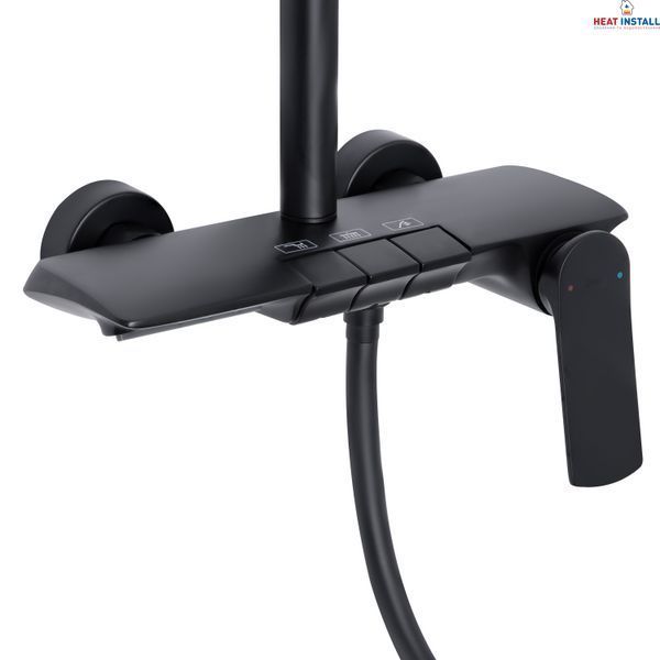 Душова система універсальна Qtap Slavonice на три споживача (з виливом) QTSLA111BLM45906 Black Matt SD00052030 фото