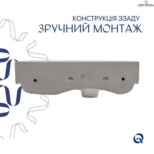 Комплект Qtap Tern: Раковина підвісна прамокутна права 450х250х158 мм White + Донний клапан PU02O SD00053452 фото