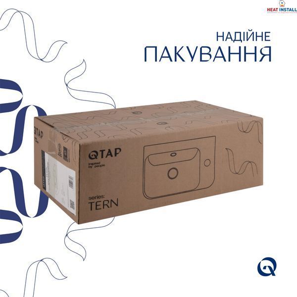 Комплект Qtap Tern: Раковина підвісна прамокутна права 450х250х158 мм White + Донний клапан PU02O SD00053452 фото