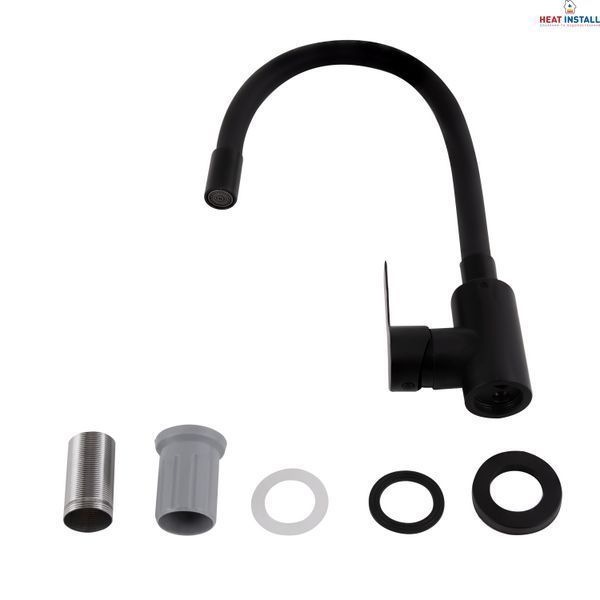 Змішувач для кухні Brinex Pure 015F3 з гнучким виливом Black Matt BRIPUR015F3BLM SD00053185 фото