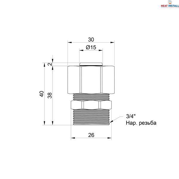 Перехідник обтискний Thermo Alliance Standart 20х3/4" ЗР SD154W2020 SD00002630 фото
