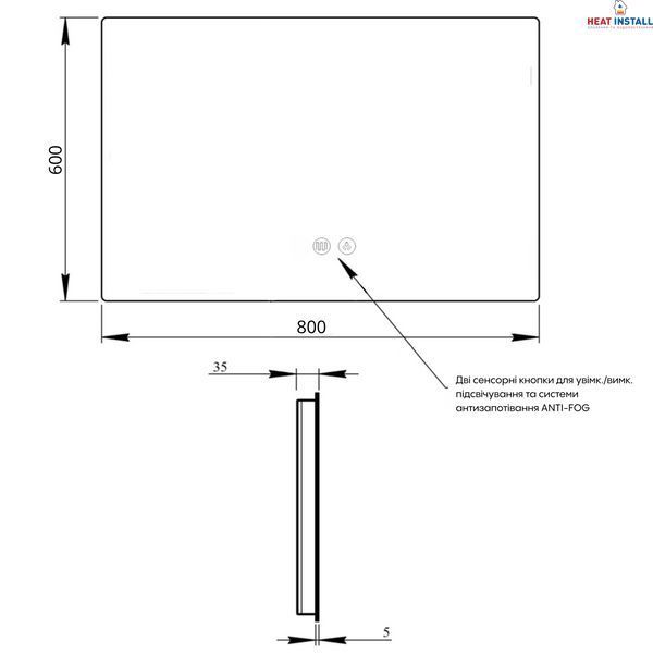 Дзеркало Qtap Taurus (TA2) 800&times;600 мм з LED-підсвічуванням Touch, з антизапотіванням, з димером, рег. темп. кольору (3000-6500K) QTTAU8006004895 SD00055077 фото