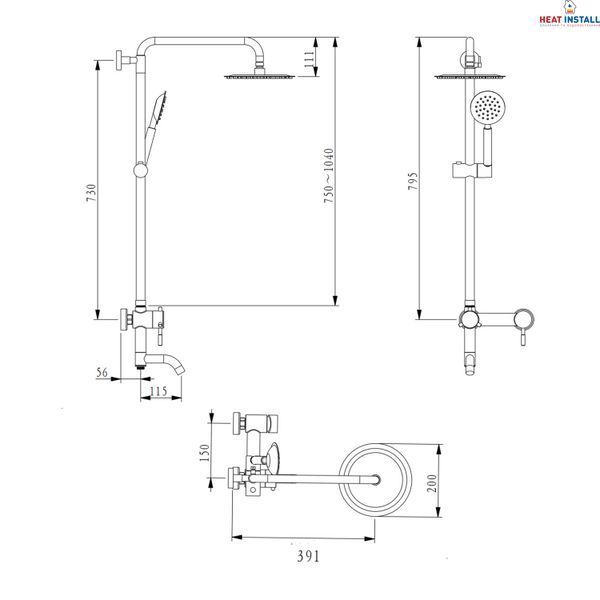 Душова система універсальна Brinex Pure 1030 на 3 споживача Nickel BRIPUR1030NKL SD00053186 фото