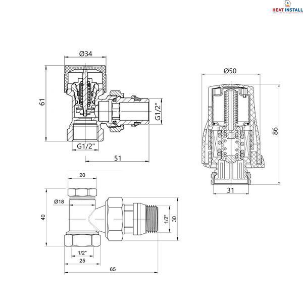 Термостатичний набір Thermo Alliance Standart кутовий 1/2" TAS352W15 SD00054399 фото