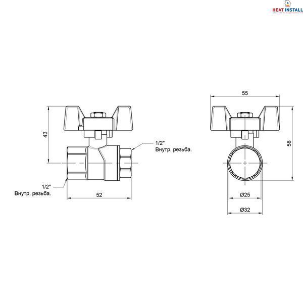 Кран кульовий Thermo Alliance Forte 1/2" ВР для води (метелик) SF602W15 SD00010575 фото