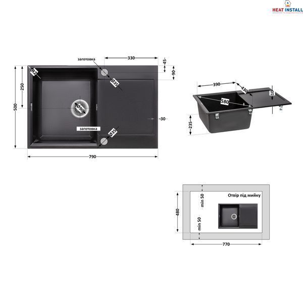 Кухонна мийка Lidz 790x495/230 BLM-14 (LIDZBLM14790495230) SD00043315 фото