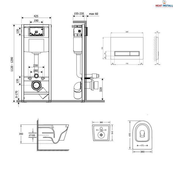 Готове рішення Qtap для ванної кімнати: підвісний унітаз Jay Ultra Quiet 485x360x320 + комплект інсталяції Nest 4 в 1 (лінійна клавіша White) SD00051265 фото