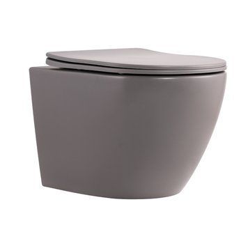 Унітаз підвісний Qtap Robin Ultra Quiet 520&times;365&times;340 мм, Stone grey, з сидінням Slim Duroplast / Soft-close / Quick Release QTROB26SG48996 SD00055120 фото