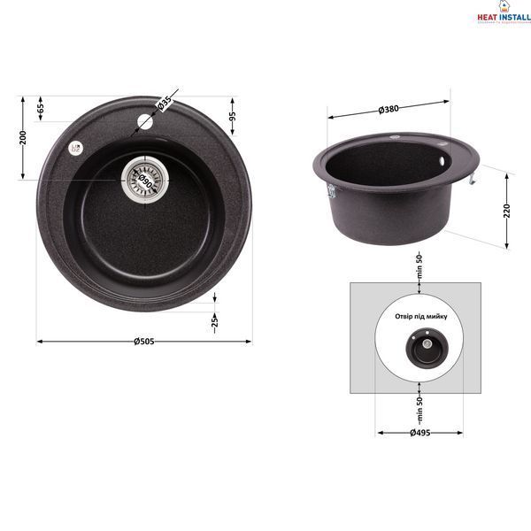 Кухонна мийка Lidz D510/200 GRF-13 (LIDZGRF13D510200) SD00043320 фото