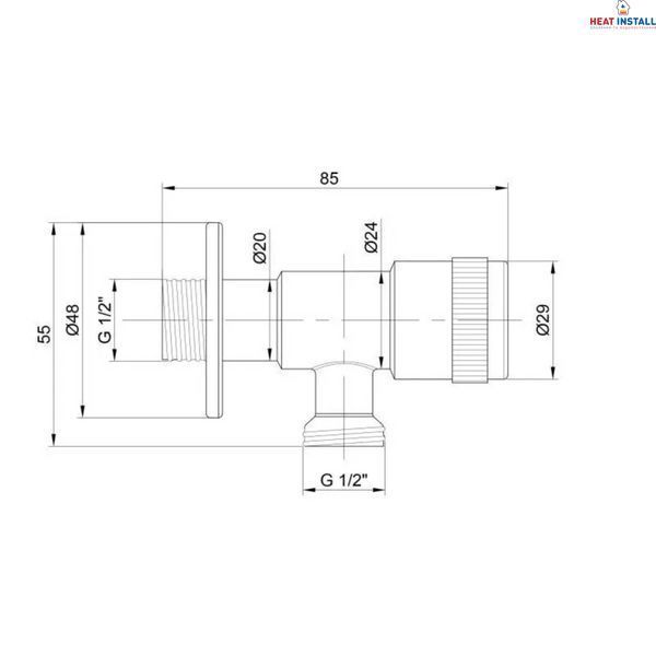 Кран кутовий Thermo Alliance Standart 1/2"ЗЗ нерж., з керам. буксою TAS347W1515SS SD00053550 фото