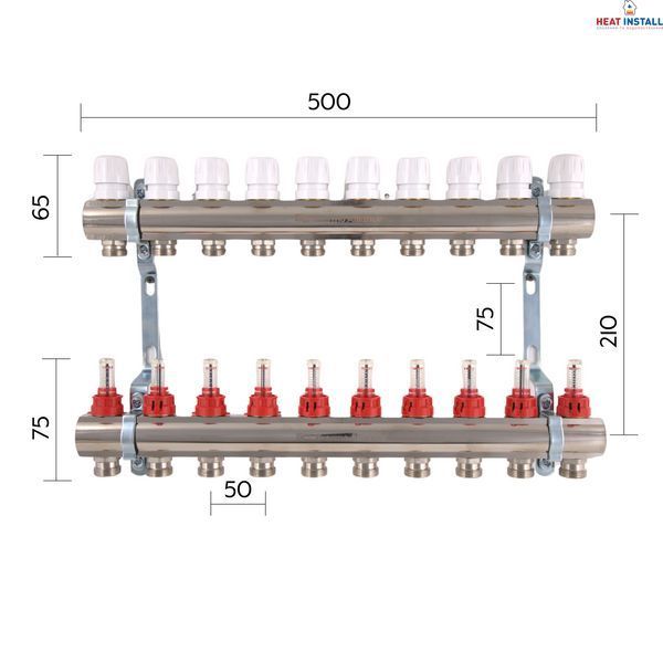Колектор з витратомірами Thermo Alliance Standart 1" 10 виходів SD235W10 SD00021388 фото