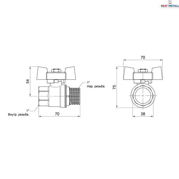 Кран кульовий Thermo Alliance Standart 1" ВЗ для газу (метелик) SD607NG25PN40 SD00031225 фото