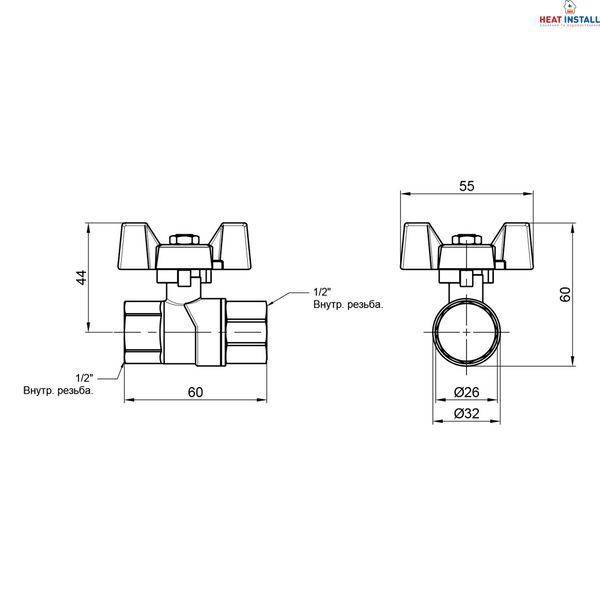 Кран кульовий Thermo Alliance Forte 1/2" ВР для газа (метелик) SF602G15 SD00010576 фото
