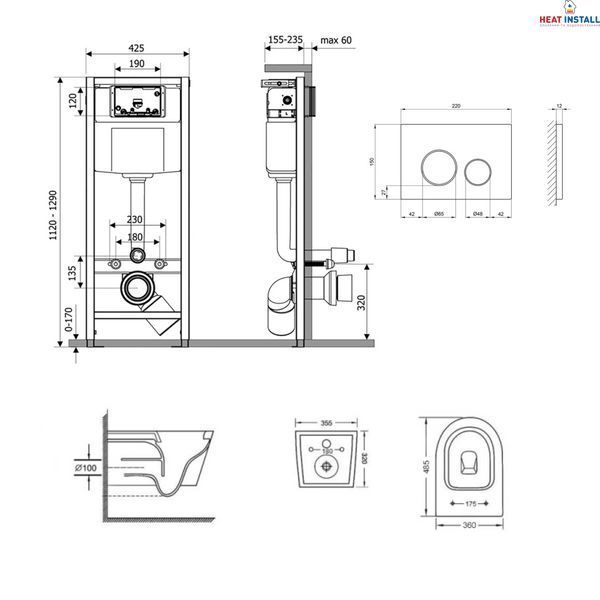 Готове рішення Qtap для ванної кімнати: підвісний унітаз Swan Ultra Quiet 485x360x320 + комплект інсталяції Nest 4 в 1 (кругла клавіша Chrome) SD00051275 фото