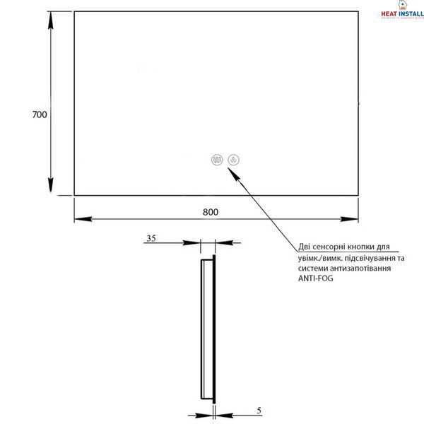 Дзеркало Qtap Taurus (TA1) 800&times;700 мм з LED-підсвічуванням Touch, з антизапотіванням, з димером, рег. темп. кольору (3000-6500K) QTTAU80070048954 SD00055078 фото