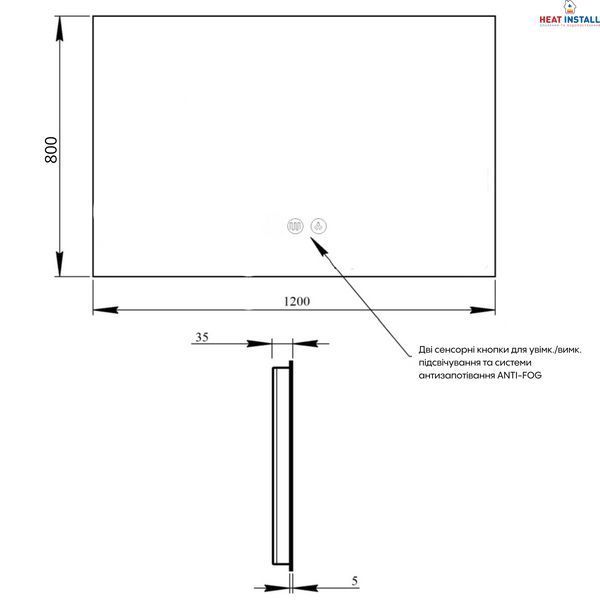Дзеркало Qtap Taurus (TA1) 1200&times;800 мм з LED-підсвічуванням Touch, з антизапотіванням, з димером, рег. темп. кольору (3000-6500K) QTTAU120080048958 SD00055082 фото