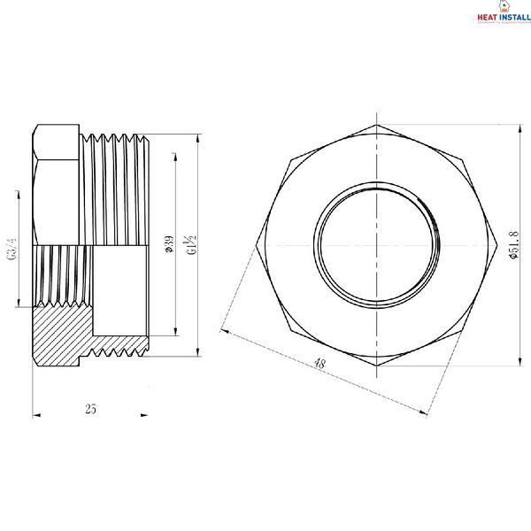 Футорка Thermo Alliance Forte 1" 1/2х3/4" ЗВ SF3744020 SD00002743 фото