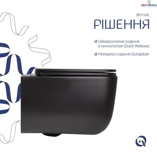 Унітаз підвісний Qtap Gemini безободковий з сидінням Soft-close QT2533076EUQMB SD00051555 фото